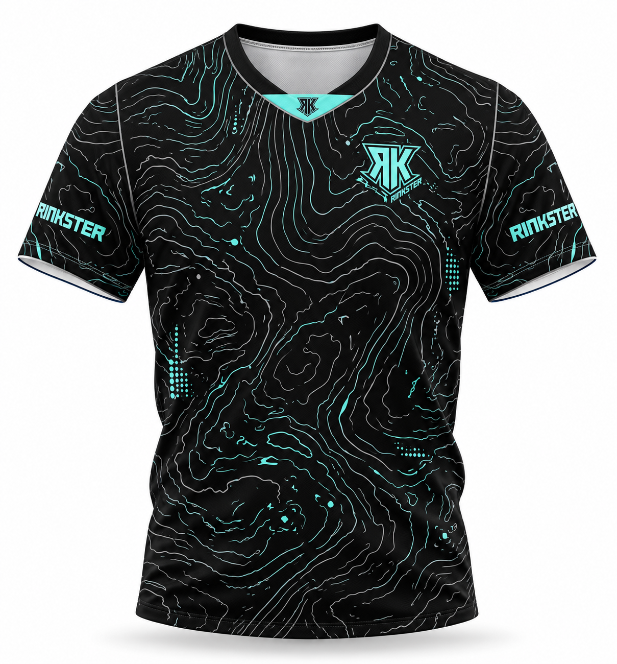Rinkster Contour - Black & Teal - Sublimated Shirt