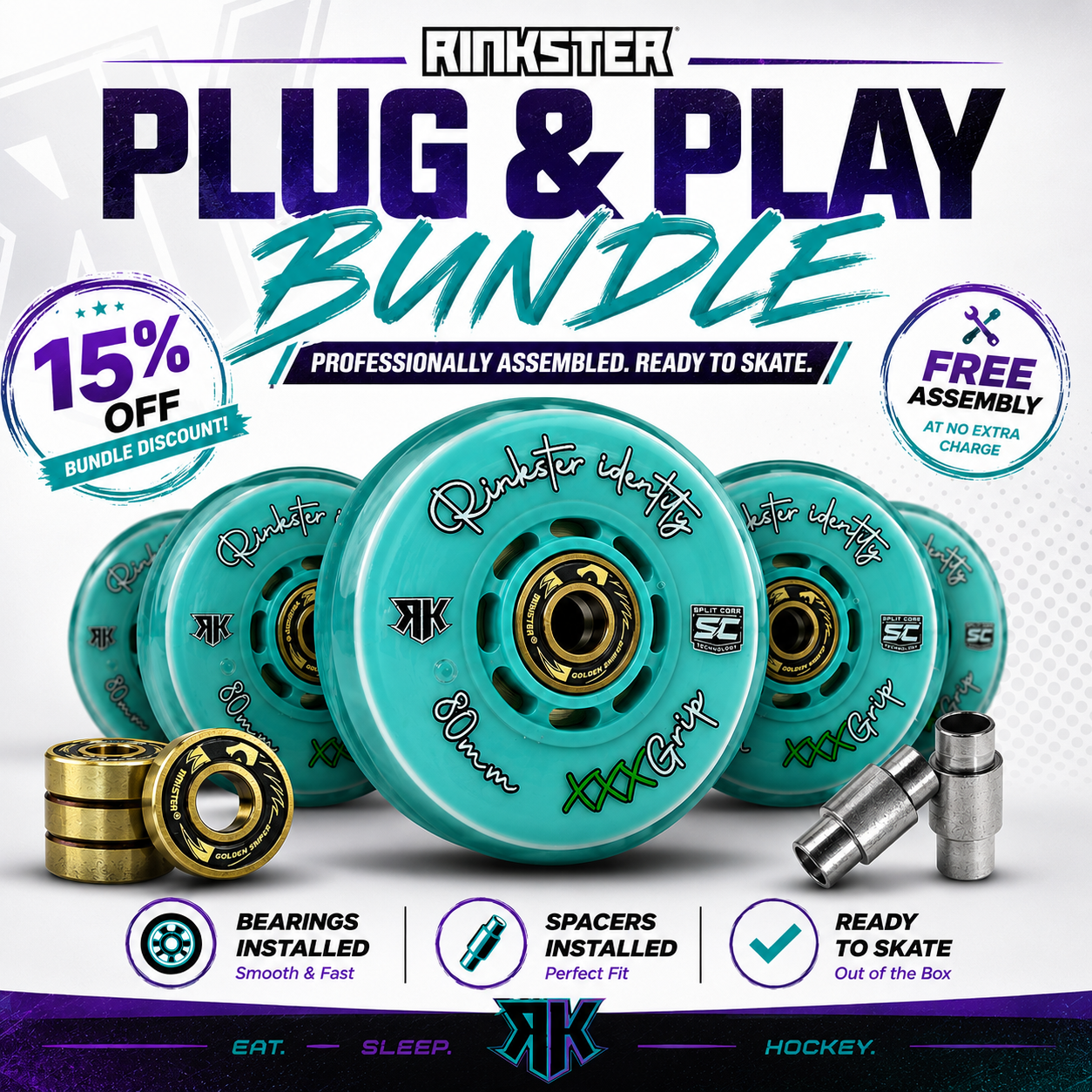 Plug & Play Bundle | Build Your Own Kit -  Roller Hockey Wheels, Bearings & Spacers